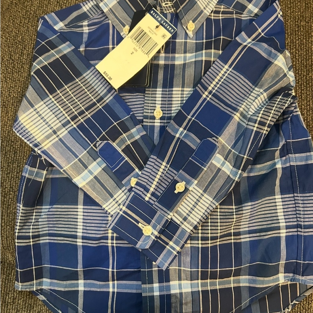 Ralph Lauren Kids Blue Plaid Button-Down Shirt